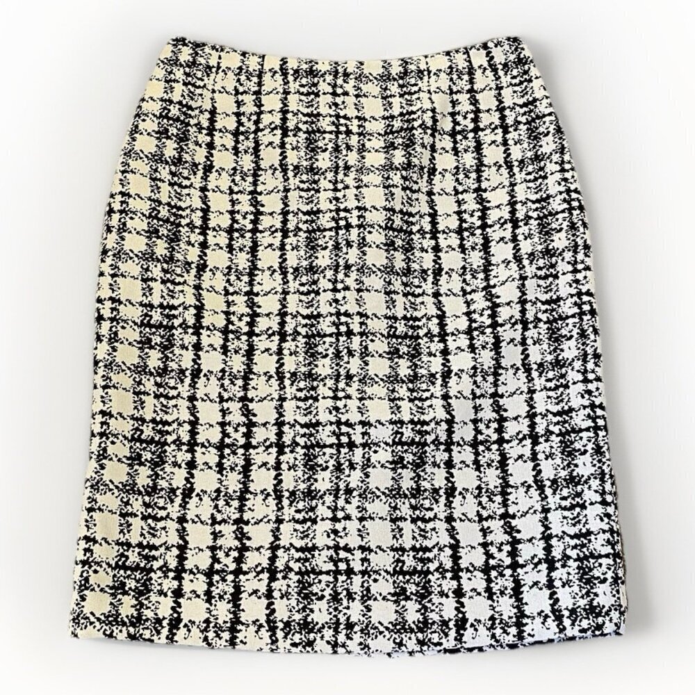 Jones Studio Women's Skirt Size 6 Black White Knee Length Back Zip Straight EUC